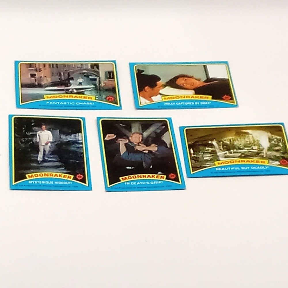 JAMES BOND MOONRAKER  Movie Trading Cards 5 Pc  1979 Holly Drax Jaws Roger Moore